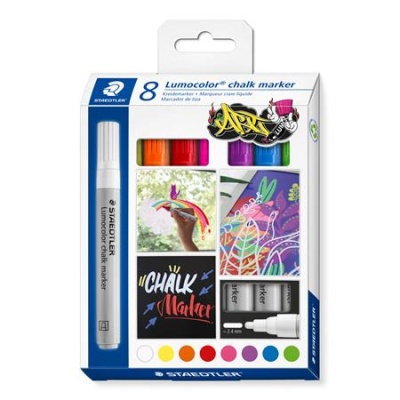 Krétamarker készlet, 2,4 mm, kúpos, STAEDTLER "Lumocolor® 344", 8 különböző szín